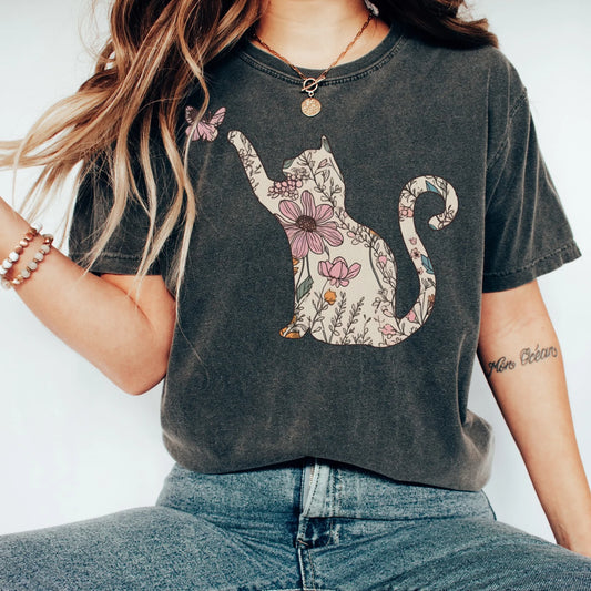 Floral Cat Tee V7