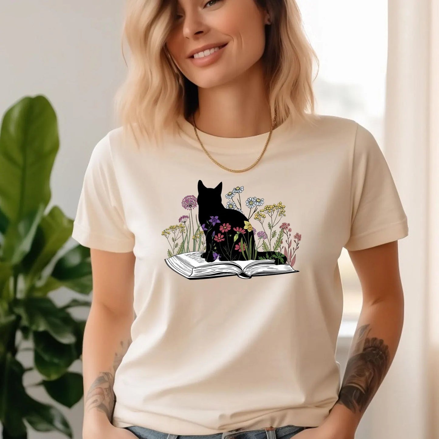 Cat Book Tee New
