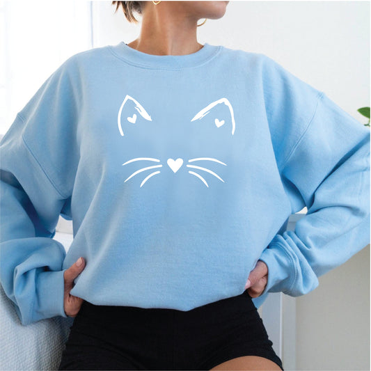Cat Ears Whiskers Heart Sweater