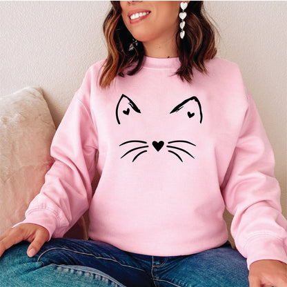 Cat Ears Whiskers Heart Sweater