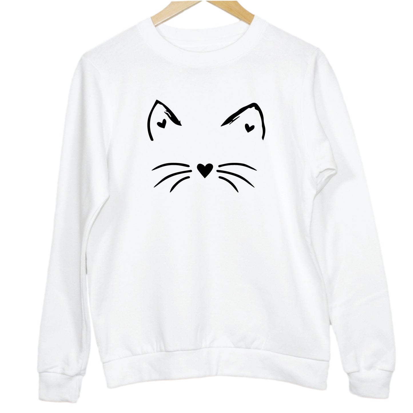 Cat Ears Whiskers Heart Sweater