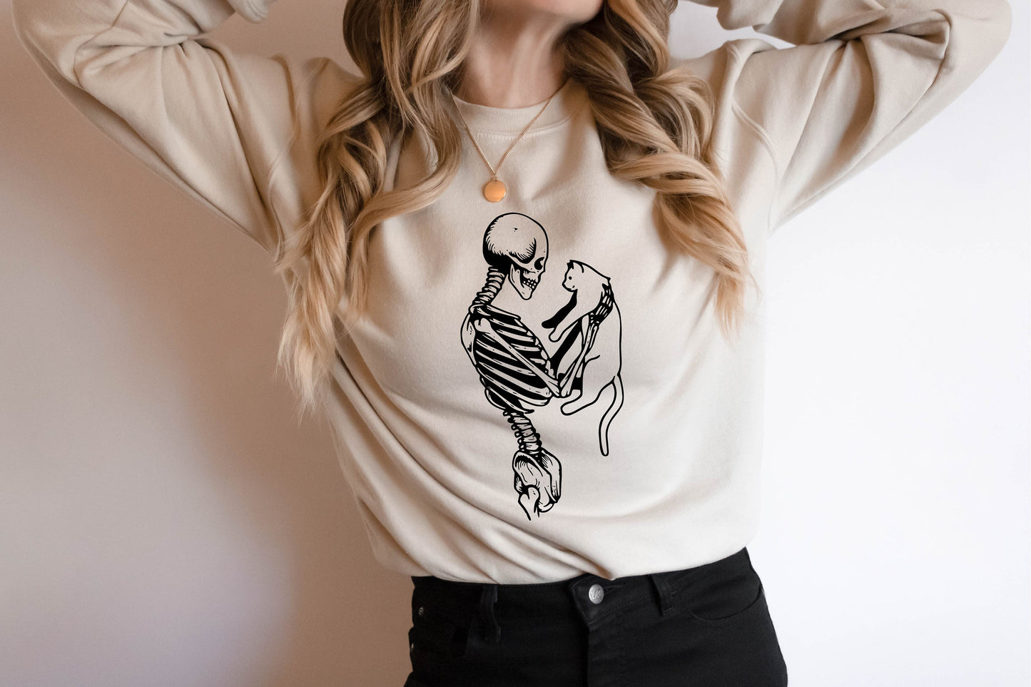Skeleton And Cat Sweatshirt