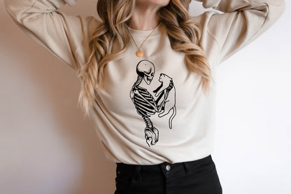 Skeleton And Cat Sweatshirt