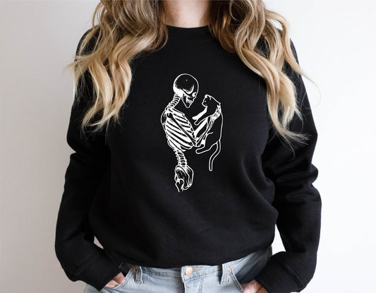Skeleton And Cat Sweatshirt