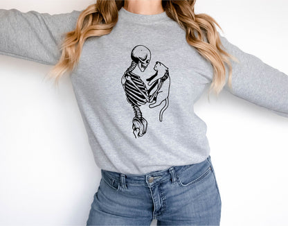 Skeleton And Cat Sweatshirt