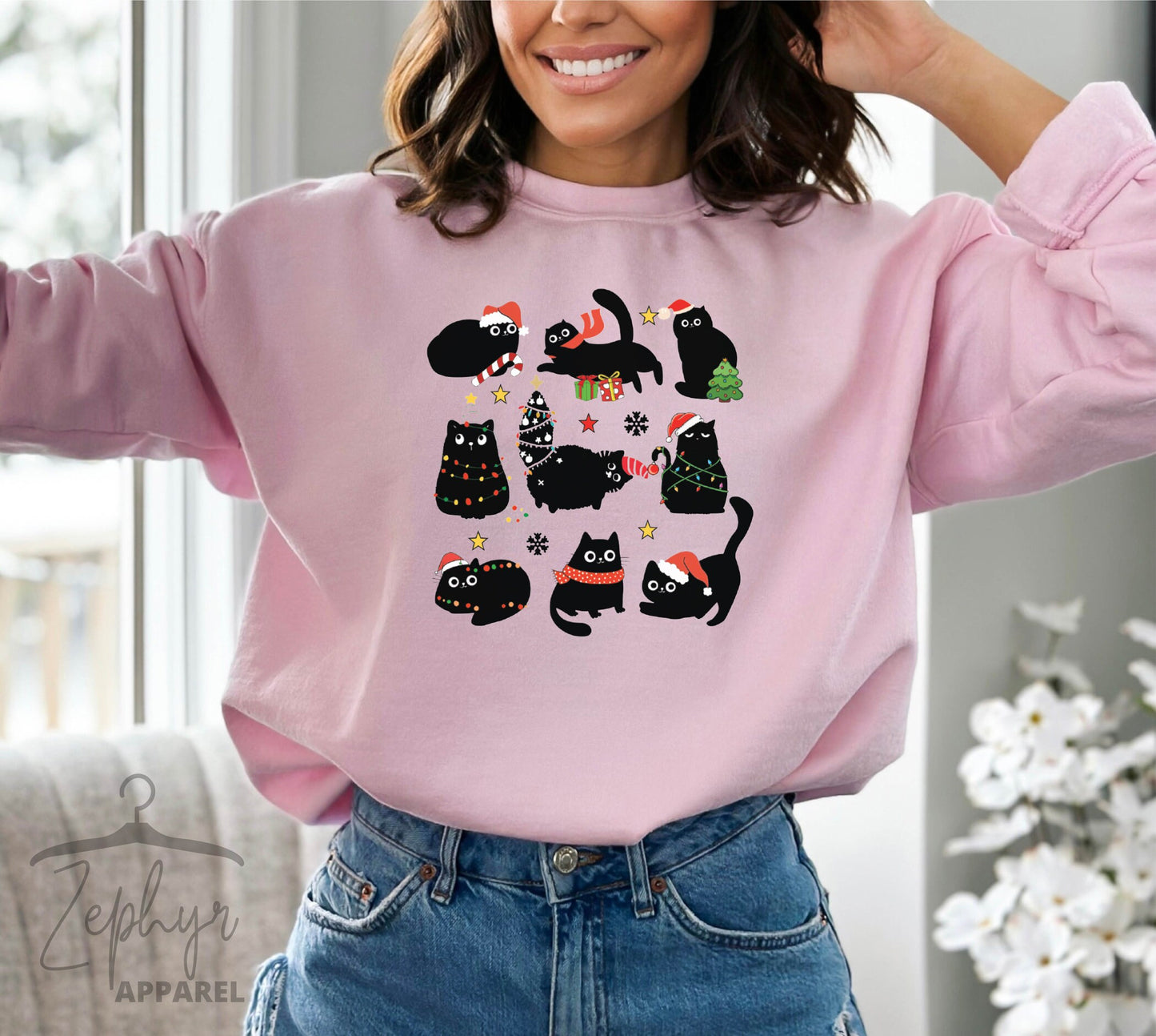 Christmas Black Cat Sweater V9