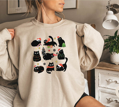 Christmas Black Cat Sweater V9