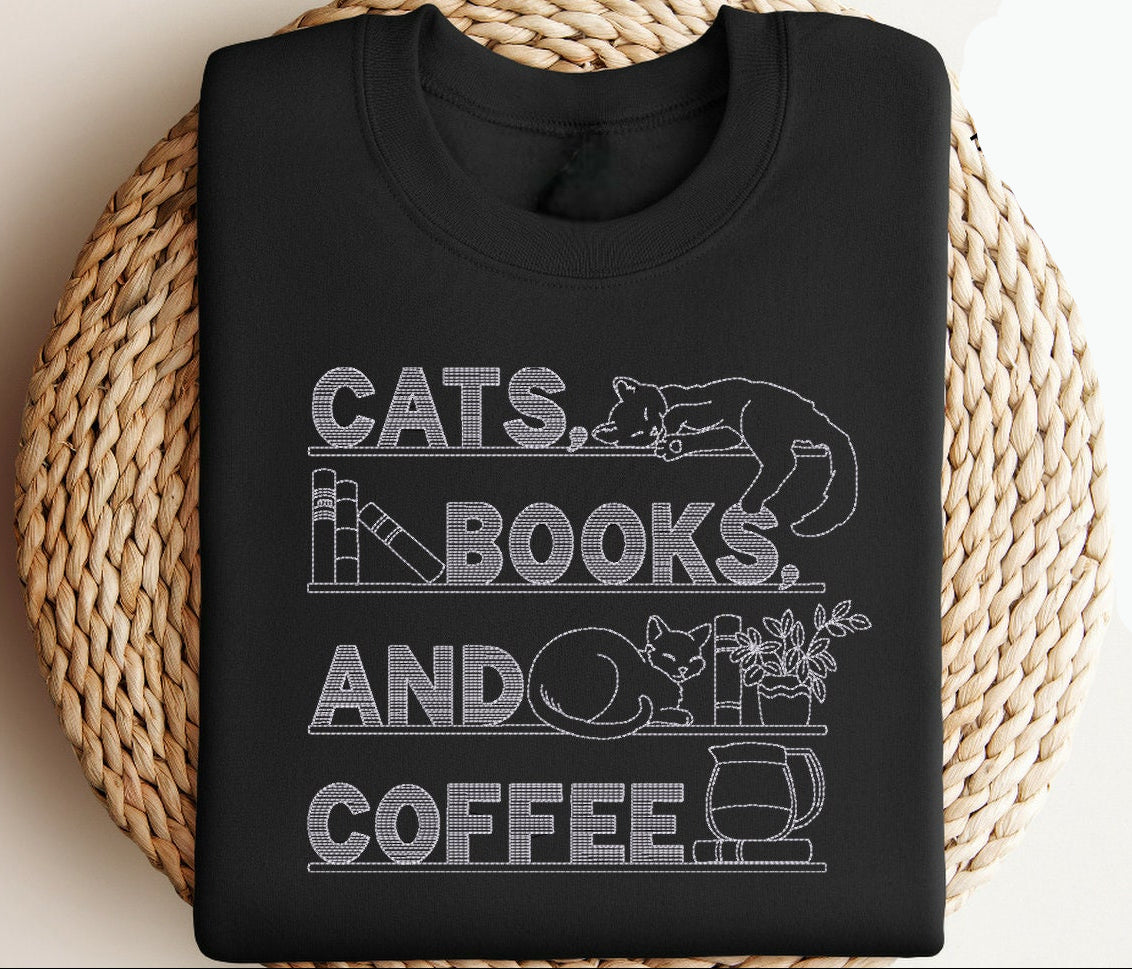Cats, Books And Coffee Sweatshirt