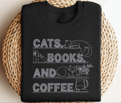 Cats, Books And Coffee Sweatshirt