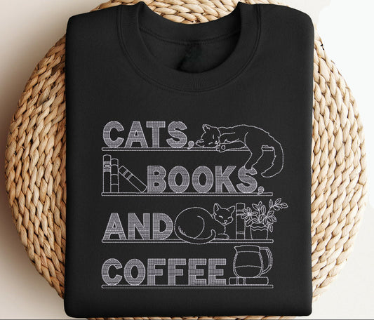 Cats, Books And Coffee Sweatshirt