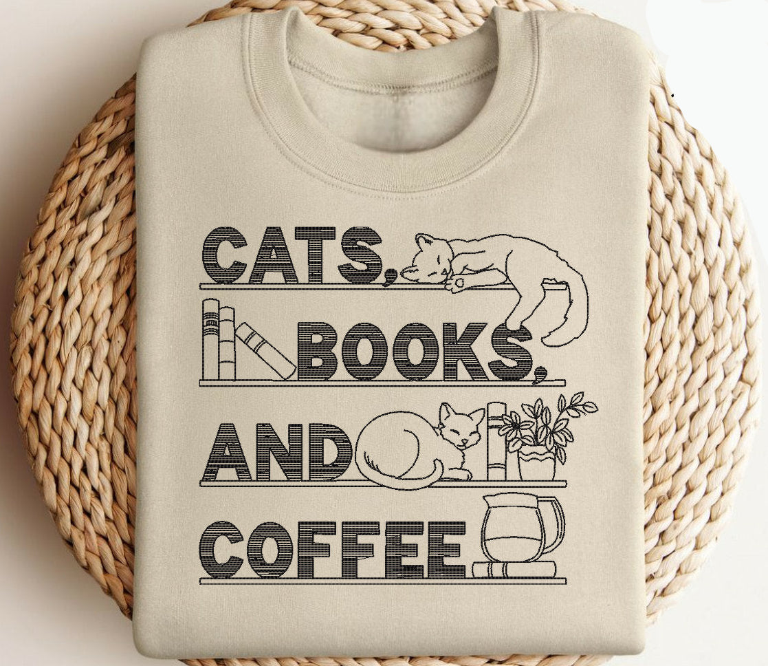Cats, Books And Coffee Sweatshirt