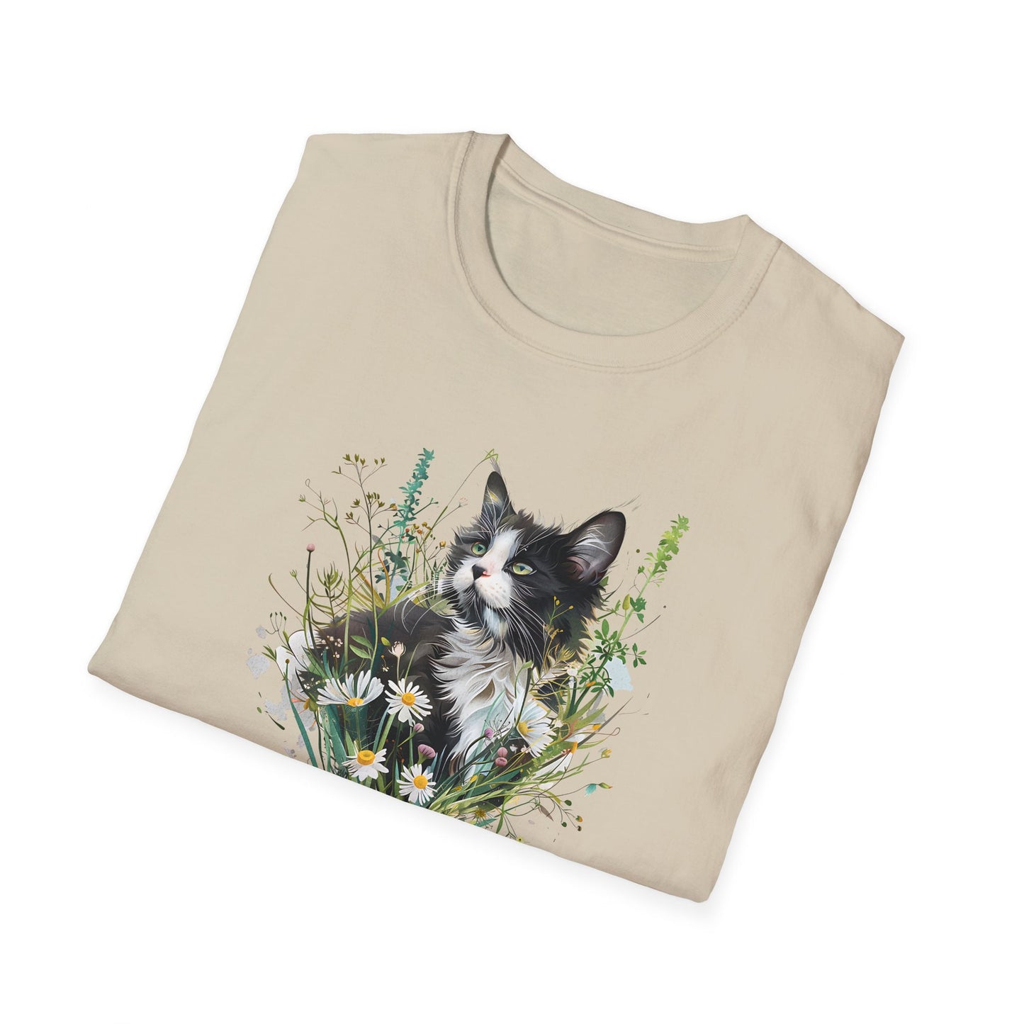 Summer Meadow Tuxedo Cat T-Shirt
