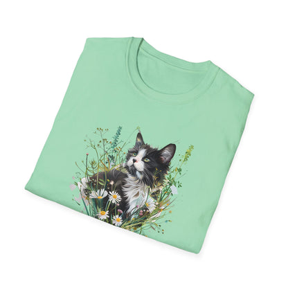 Summer Meadow Tuxedo Cat T-Shirt