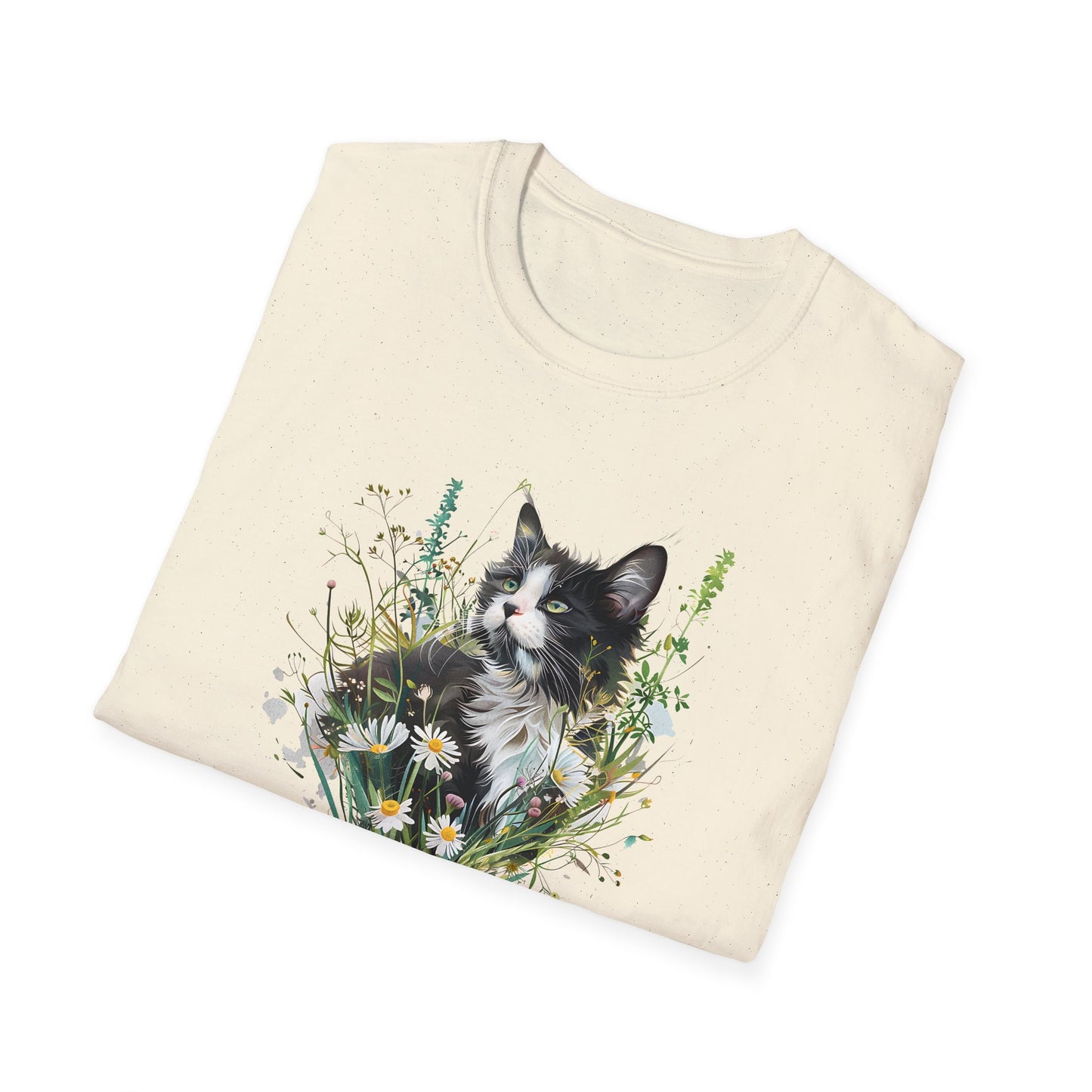 Summer Meadow Tuxedo Cat T-Shirt