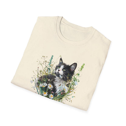 Summer Meadow Tuxedo Cat T-Shirt
