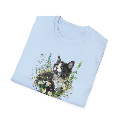 Summer Meadow Tuxedo Cat T-Shirt