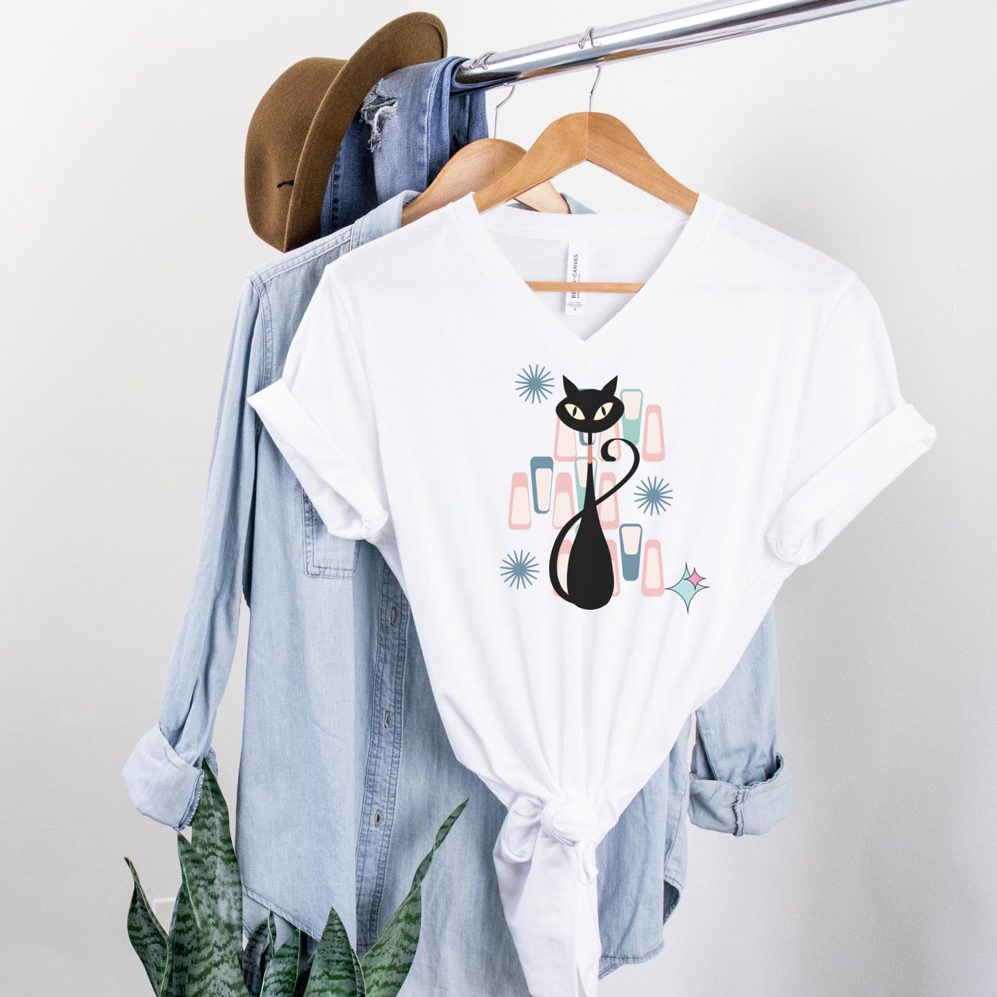 Kitschy Cat V-Neck T-Shirt