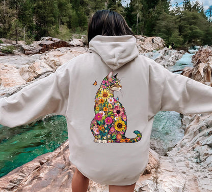 Floral Cat Hoodie V6