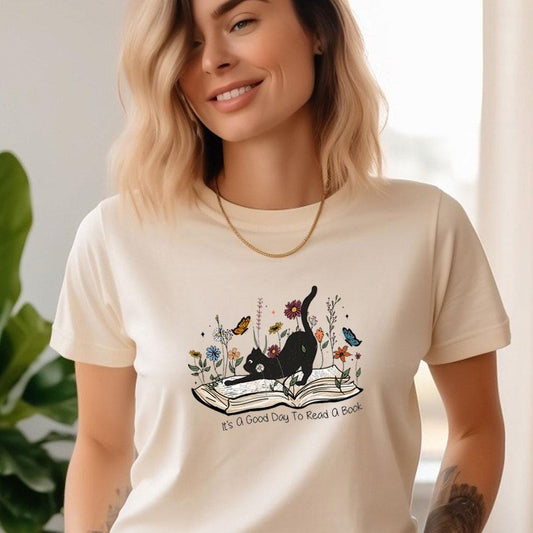 Read A Book Cat Tee V5