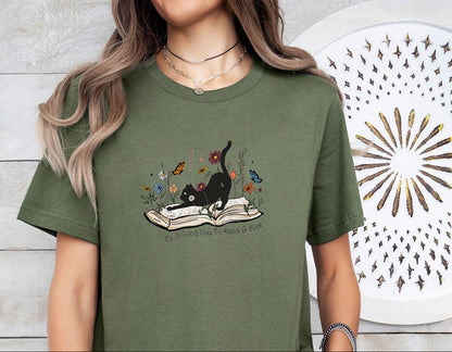 Read A Book Cat Tee V5