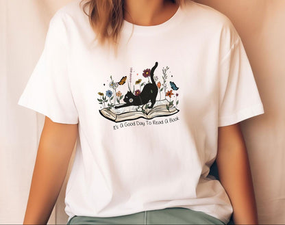 Read A Book Cat Tee V5