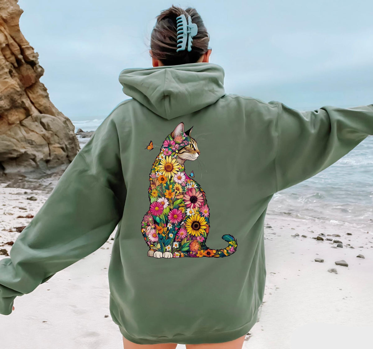 Floral Cat Hoodie V6