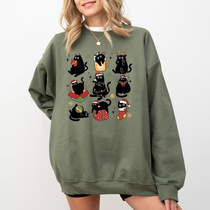Christmas Black Cat Sweatshirt V14