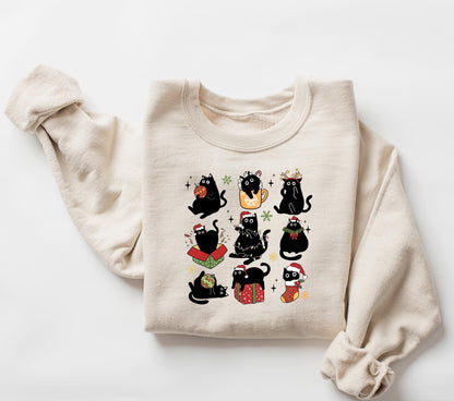 Christmas Black Cat Sweatshirt V14