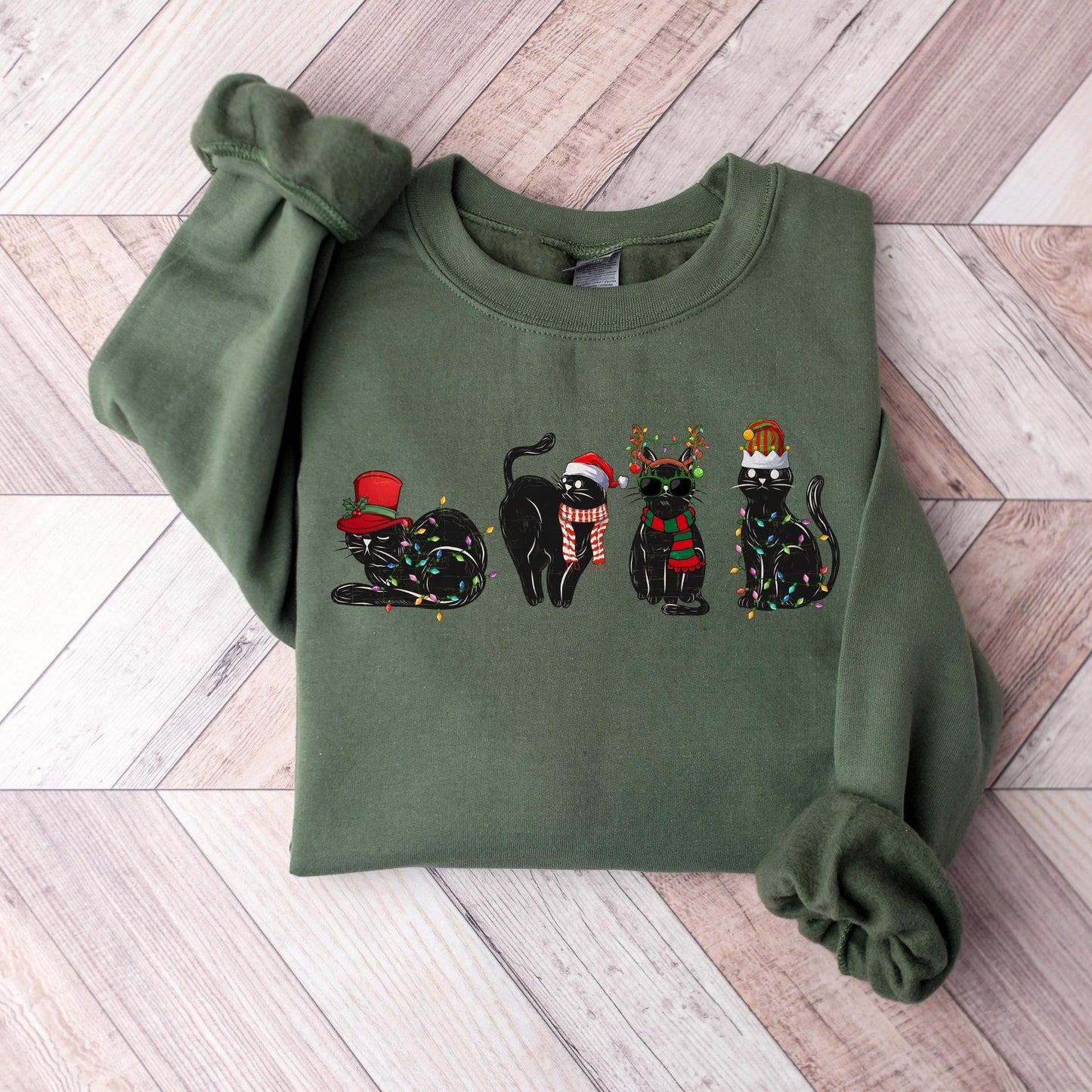 Christmas Black Cat Sweater V8