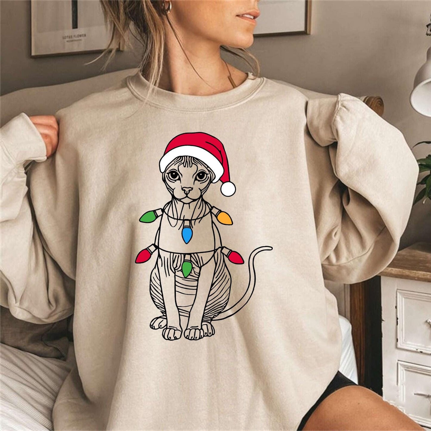 Sphynx Cat Christmas Sweater V2