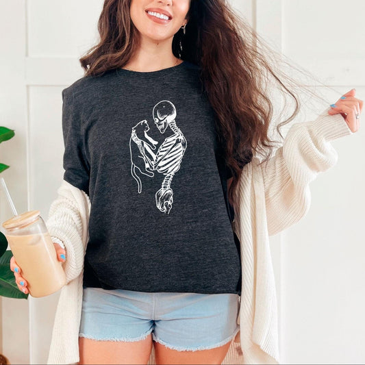 Skeleton And Cat Shirt