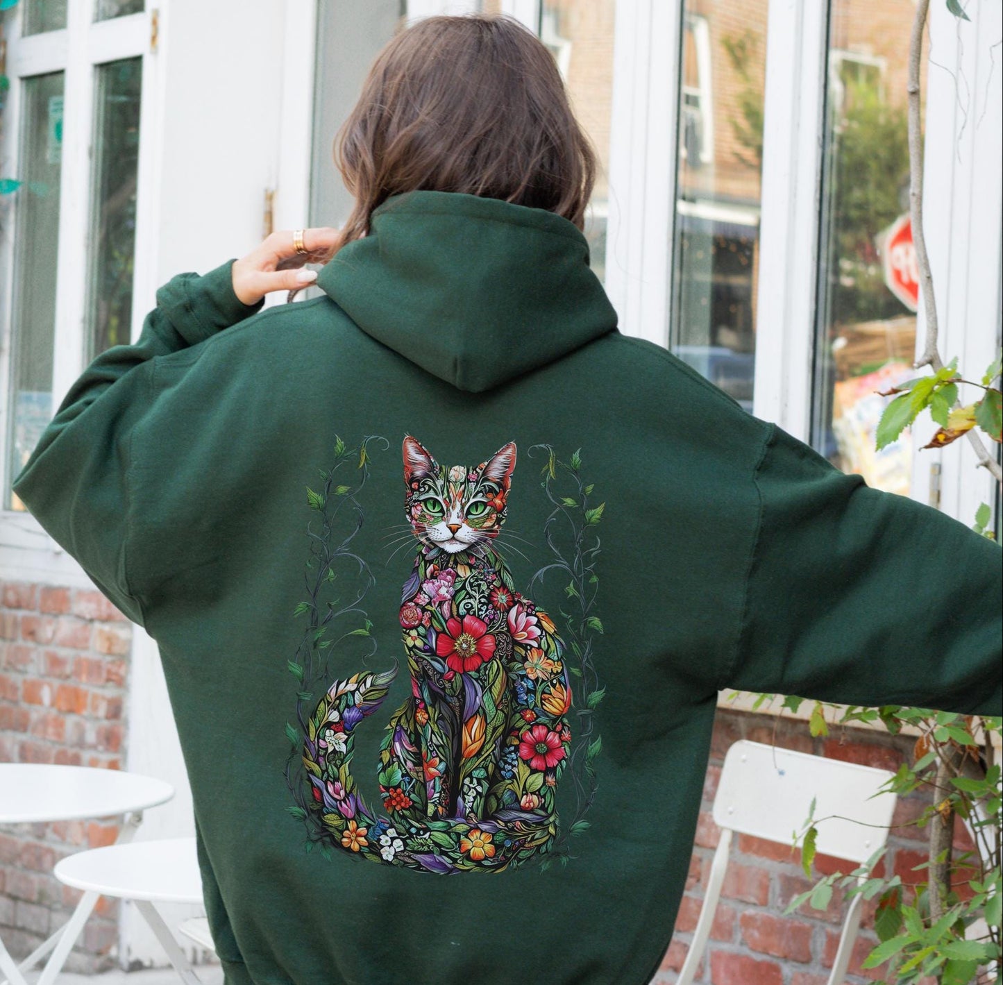 Floral Cat Lover Hoodie