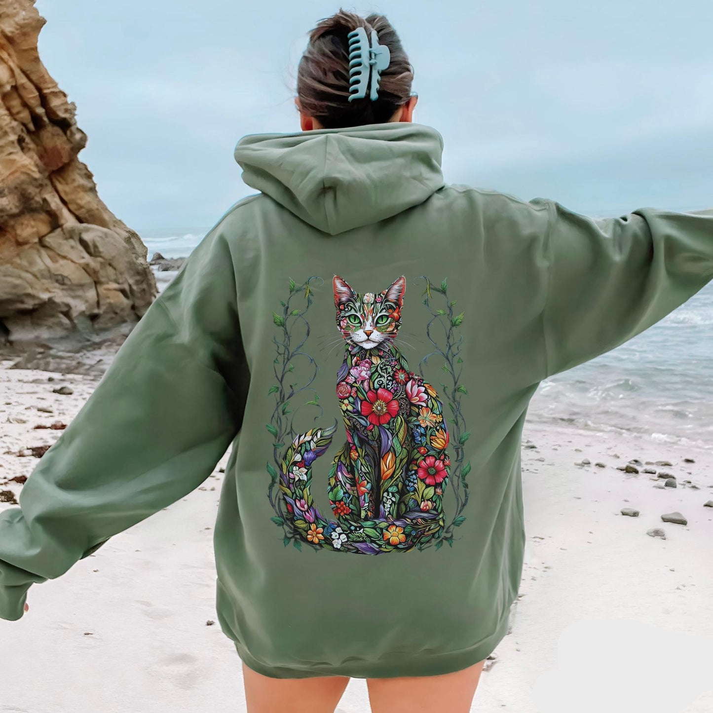 Floral Cat Lover Hoodie