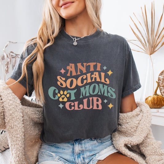 Anti Social Cat Mom Club Tee New V2