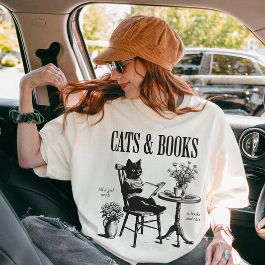 Cats & Books Tee New