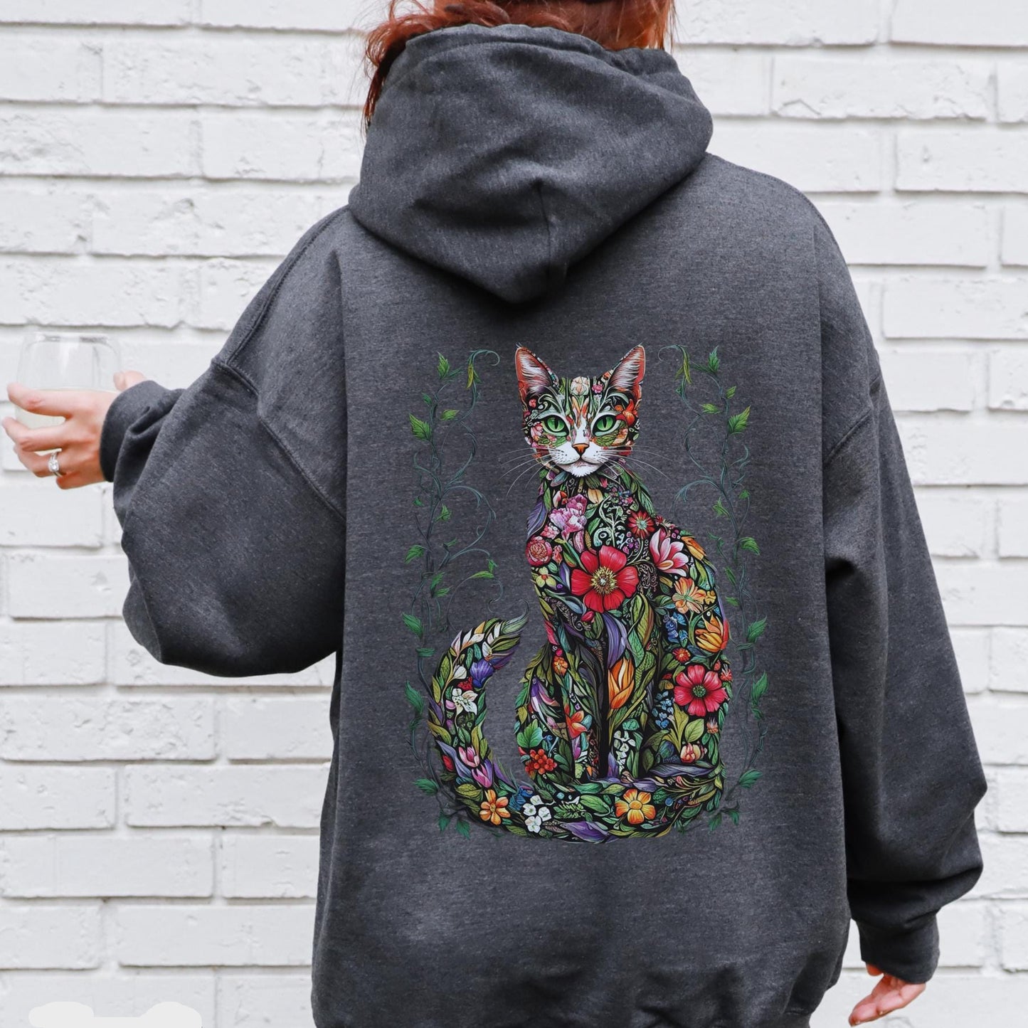 Floral Cat Lover Hoodie