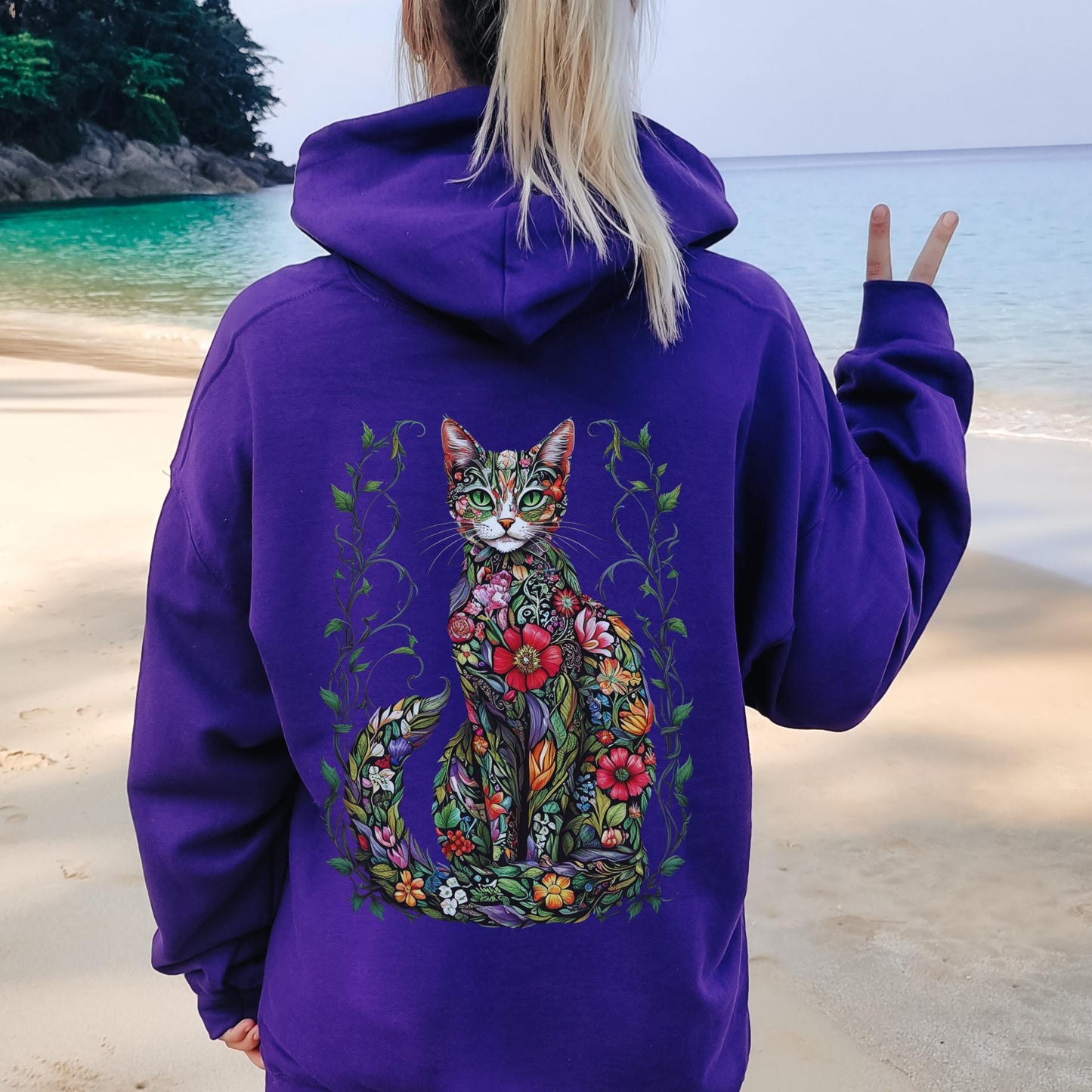 Floral Cat Lover Hoodie