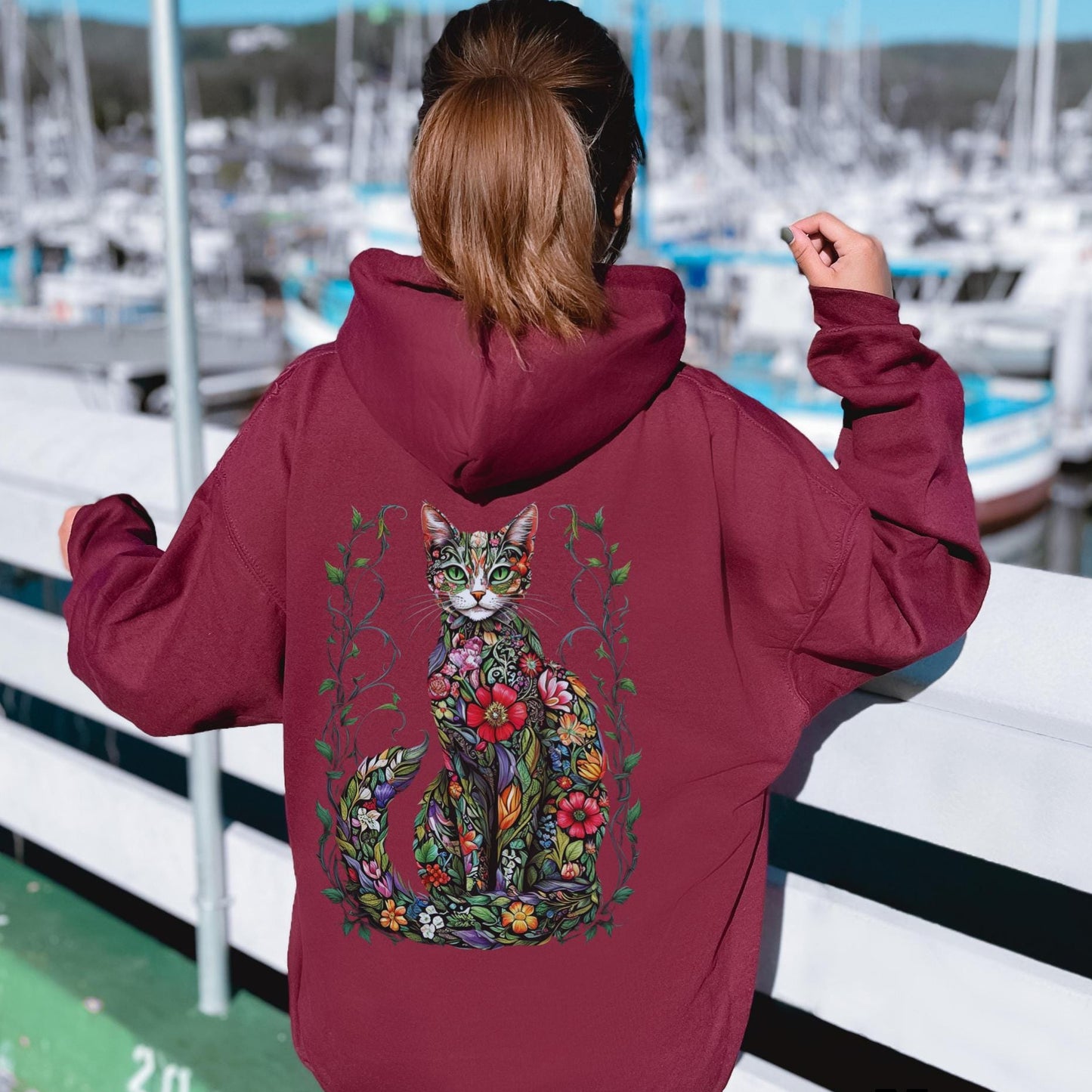 Floral Cat Lover Hoodie