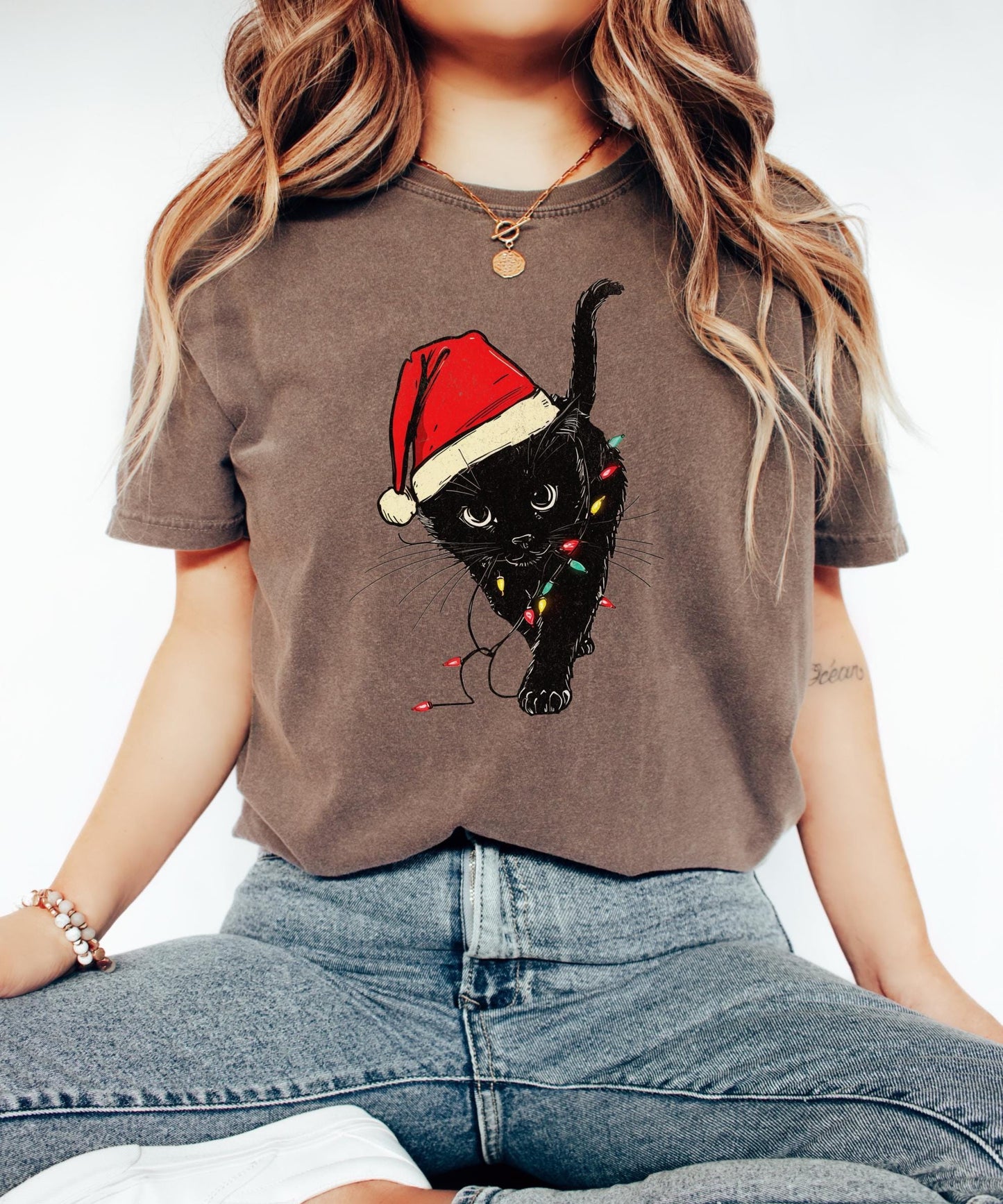 Christmas Black Cat Tee V11