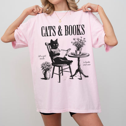 Cats & Books Tee New