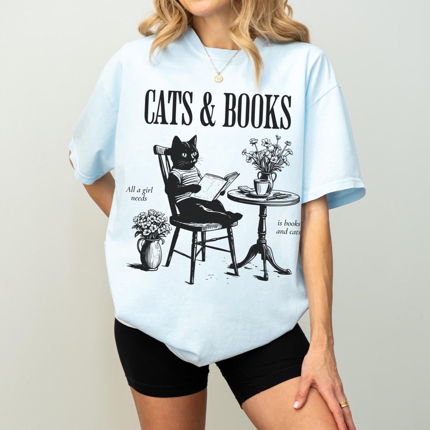 Cats & Books Tee New