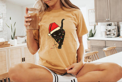Christmas Black Cat Tee V11
