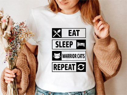 Eat Sleep Warrior Cats Repeat T-Shirt