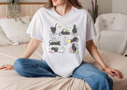Cat Reading Book Tee