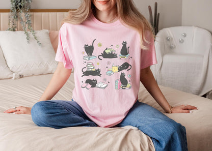 Cat Reading Book Tee