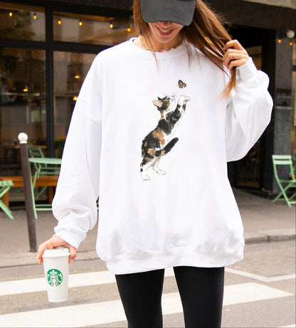 Cat And Butterfly Sweatshirt
