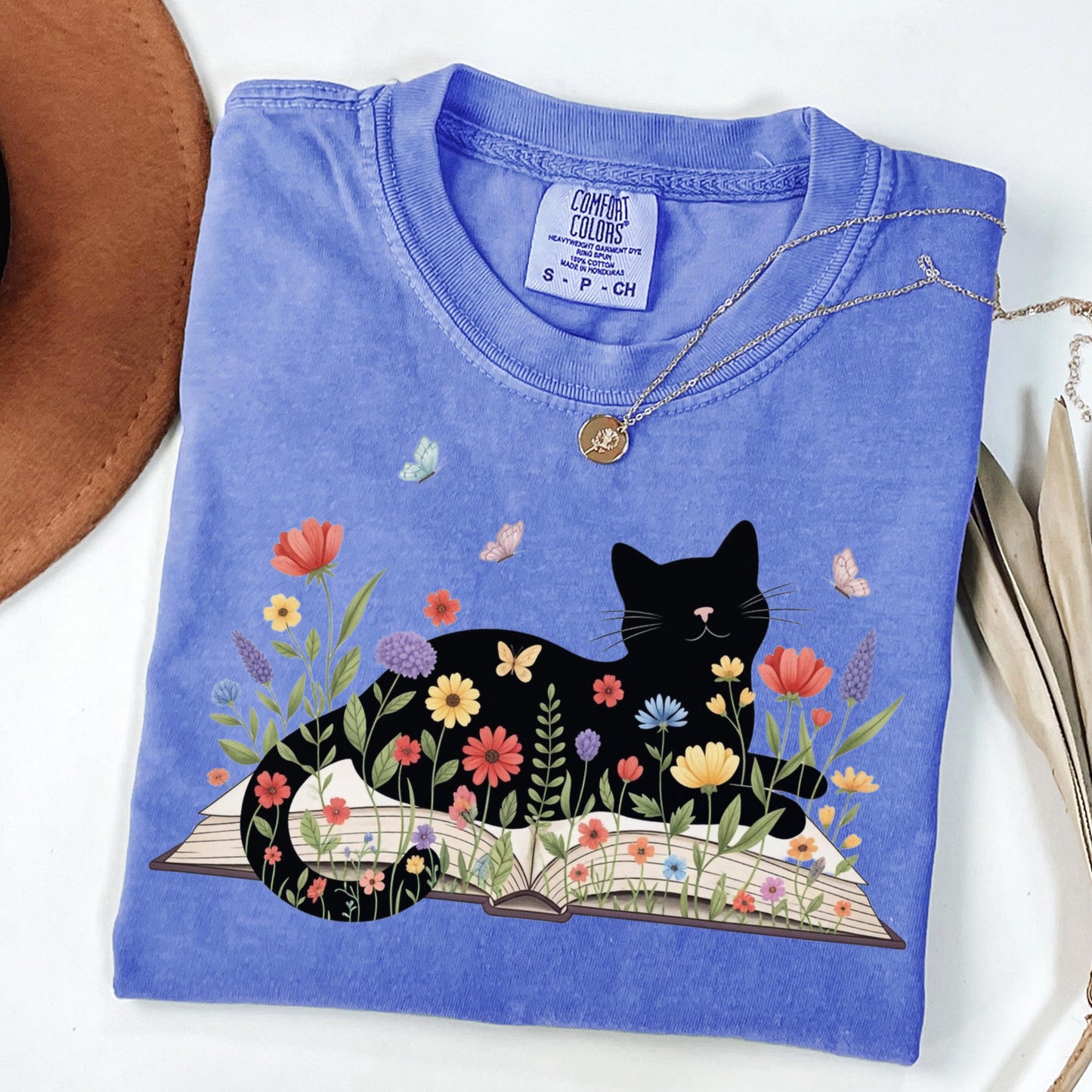 Floral Cat Book Tee V