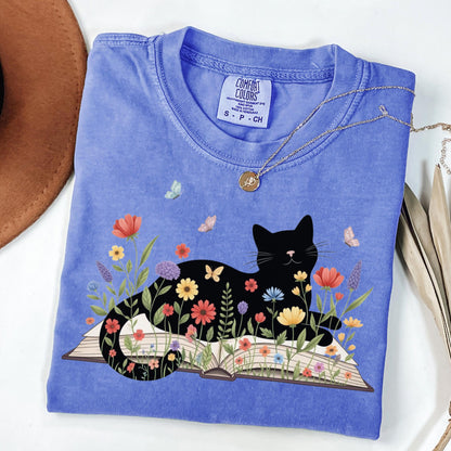 Floral Cat Book Tee V