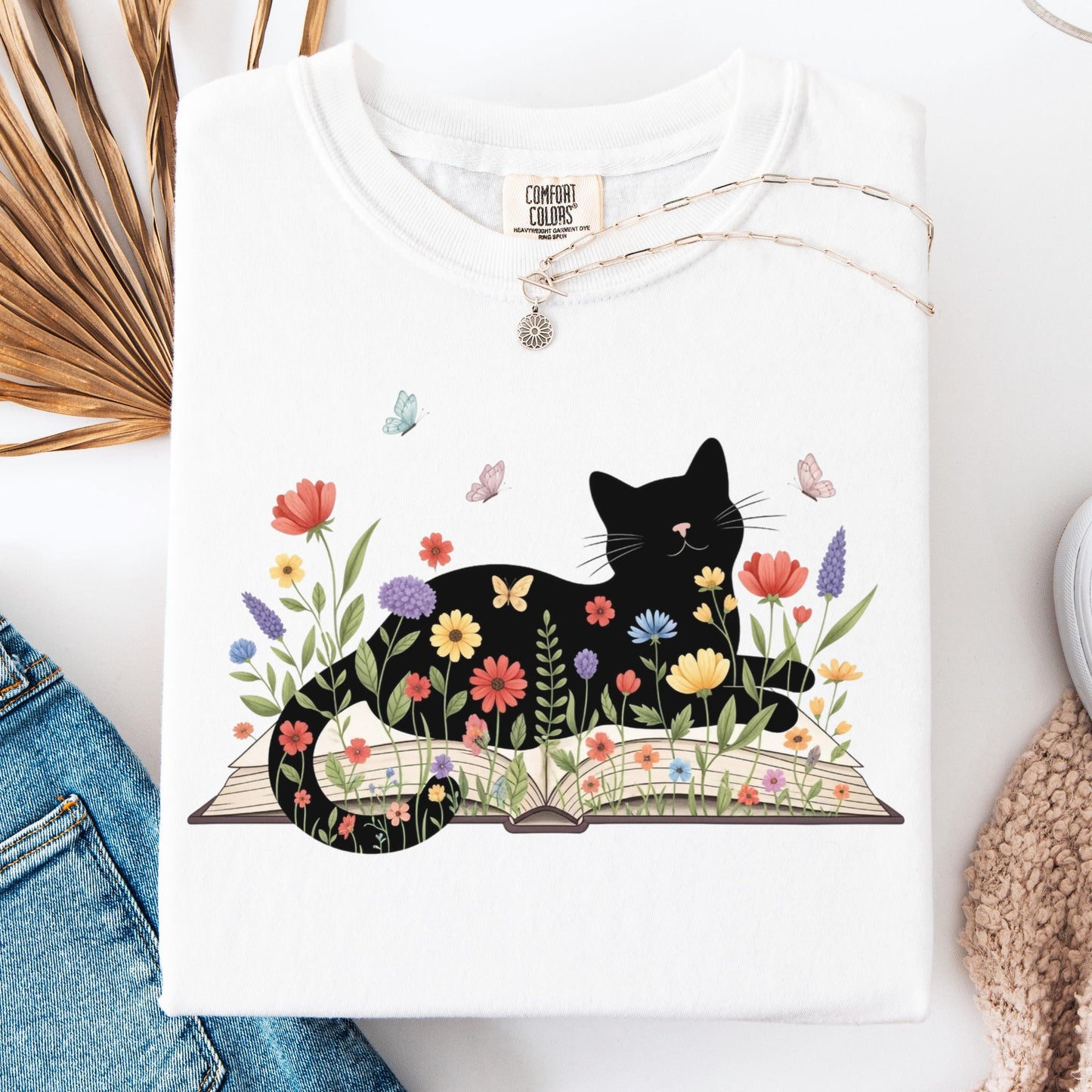 Floral Cat Book Tee V