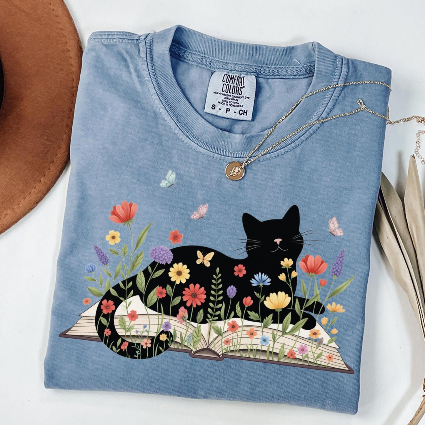 Floral Cat Book Tee V